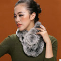 Women Fashion Knitted Rex Rabbit Fur Scarves Winter Warm Thicken Scarf Wraps - Grey