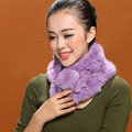 Women Fashion Knitted Rex Rabbit Fur Scarves Winter Warm Thicken Scarf Wraps - Purple