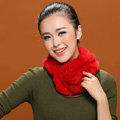 Women Fashion Knitted Rex Rabbit Fur Scarves Winter Warm Thicken Scarf Wraps - Red