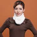 Women Fashion Knitted Rex Rabbit Fur Scarves Winter Warm Thicken Scarf Wraps - White