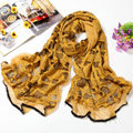 Fashion grid long scarf shawl women warm cotton silk diamond wrap scarves - Yellow