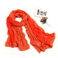 Fashion long knitted scarf shawl women warm lace woolen wrap scarves - Orange
