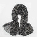 Fashion long soft animal print shawl scarf women warm silk leopard chiffon scarves - Black