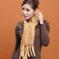 Genuine Knitted Mink fur scarf women winter warm female Tassel neck wraps - Yellow