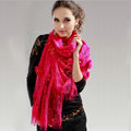 High-end Fashion long flower scarf shawl women warm lace mink wrap scarves - Rose