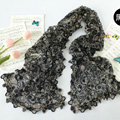High end fashion embroidery flower lace silk scarf shawl women hollow wrap scarves - Black