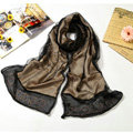 High end fashion long 100% silk scarf shawl women warm diamond wrap scarves - Khaki