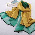 High-end fashion women 100%silk long soft two layer warm scarf shawl wrap - Yellow