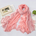 High-end fashion women big long embroidery chiffon silk scarf shawl wrap - Pink