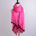 High-end fashion women long solid color skull chiffon silk scarf shawl wrap - Rose