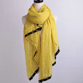 High-end fashion women long solid color skull chiffon silk scarf shawl wrap - Yellow