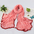 High-end fashion women real silk long soft solid color scarf shawl wrap - Pink