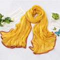 High-end fashion women real silk long soft solid color scarf shawl wrap - Yellow