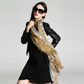 Luxury women autumn and winter zebra leopard long 100% mulberry silk print scarf shawl - Yellow