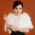 Ostrich wool fur scarf shawls vogue women bridal tippet winter warm neck wraps - White