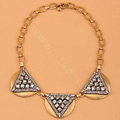 High-end fashion women choker exaggeration luxury crystal Triangle bib necklace - Gold