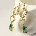 Luxury fashion women crystal diamond dangle earrings 18k gold plated - Blue