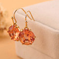 Luxury fashion women crystal diamond earrings 18k gold - Champagne