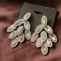 Luxury fashion women diamond crystal earrings 18k gold plated - White