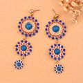 Luxury fashion women flower sweet candy gems earrings - Blue