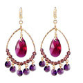 Luxury crystal bead diamond 925 sterling silver large hoop earrings - Purple