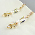 Luxury crystal bead diamond 925 sterling silver raindrop dangle earrings - White