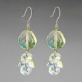 Luxury crystal diamond 925 sterling silver elegant dangle earrings - Green