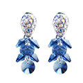 Luxury crystal diamond 925 sterling silver elegant dangle stud earrings - Blue