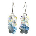 Luxury crystal diamond 925 sterling silver elegant flower dangle earrings - Blue