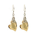 Luxury crystal diamond 925 sterling silver heart dangle earrings - Champagne