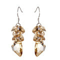 Luxury crystal diamond 925 sterling silver heart tassel dangle earrings - Champagne