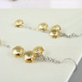 Luxury crystal diamond 925 sterling silver long tassel dangle earrings - Champagne