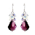 Luxury crystal diamond 925 sterling silver raindrop dangle earrings 48mm - Purple