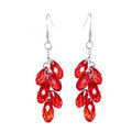 Luxury crystal diamond 925 sterling silver raindrop dangle earrings - Red