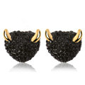 Luxury crystal diamond exaggerating Devil stud earrings 18k gold plated - Black