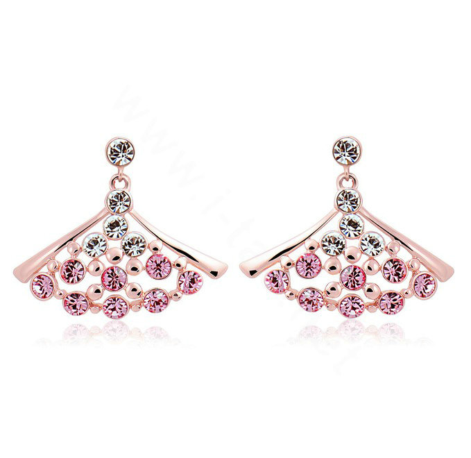 Buy Wholesale Luxury crystal exaggerating fan dangle stud earrings 18k ...