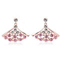 Luxury crystal exaggerating fan dangle stud earrings 18k rose gold plated