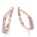 Luxury fashion crystal diamond hollow hoop earrings 18k rose plated - Gold