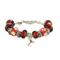 Luxury fashion diamond glass beads women bangle bracelet 18K white gold plated - Red 07