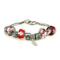 Luxury fashion diamond glass beads women bangle bracelet 18K white gold plated - Red 48