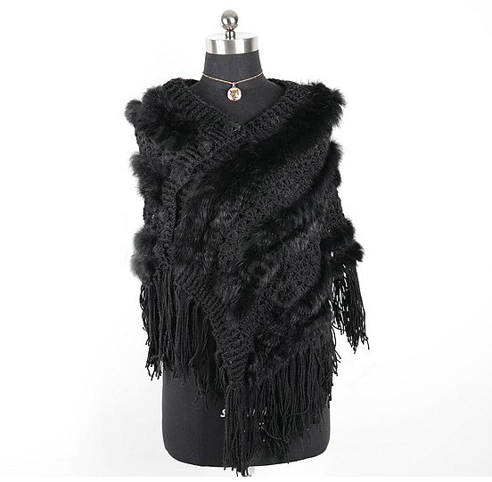 Buy Wholesale Winter Women's Genuine Knitting Rabbit Fur Shawls Warm ...