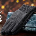 Allfond fashion women touch screen gloves stretch cotton lace winter warm business gloves - Gray