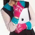 Allfond genuine knitting woolen touch screen gloves winter warm unisex deer gloves - Rose