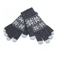 Allfond genuine knitting woolen touch screen gloves winter warm unisex snowflake gloves - Dark Gray