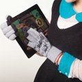Allfond genuine knitting woolen touch screen gloves winter warm unisex snowflake gloves - light Gray