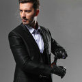 Allfond men velcro winter waterproof cold-proof plus velvet warm genuine sheep skin leather gloves - Black