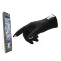 Allfond men winter touch screen gloves stretch cotton warm business casual solid color gloves - Black