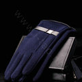 Allfond men winter touch screen gloves stretch cotton warm business casual solid color gloves - Blue