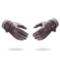 Allfond men winter waterproof cold-proof warm genuine goatskin leather hasp wool gloves M - Coffee