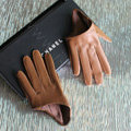 Fashion Women Genuine Leather Sheepskin Half Palm Short Gloves Size M - Brown